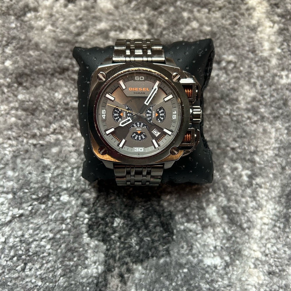 Diesel Gray and Silver With Orange Accents Multifunction Chronograph Watch